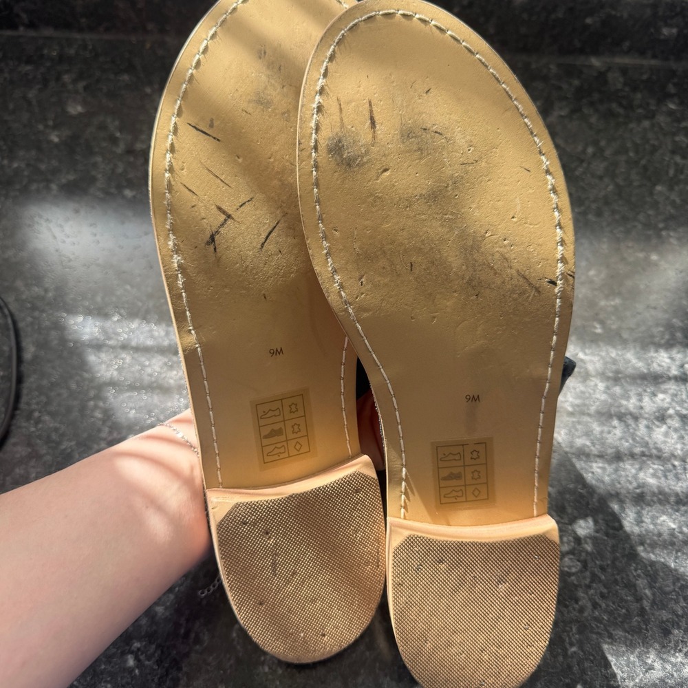 Jack Rogers Jacks Flat Sandals Navy Blue Leather Whipstitch Thong 9M Classic - Picture 7 of 8